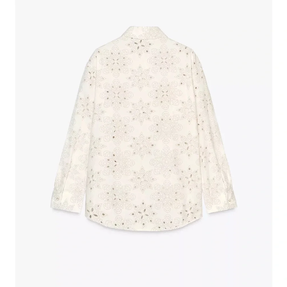 ZARA EMBROIDERED PERFORATED RUBBERIZED SHIRT - Picture 6 of 7